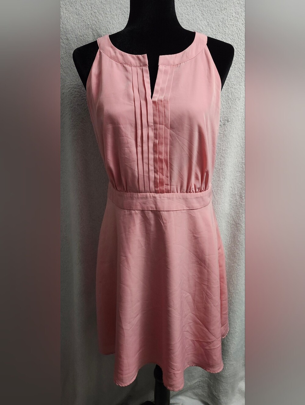Chic by Jacob Medium Pink Sleeveless Pleated A-Line Mini Dress